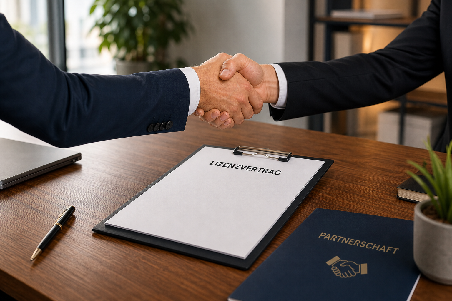 Unterzeichnung eines Lizenzvertrags als Start einer Partnerschaft